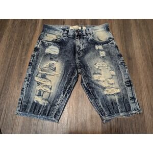 Evolution in Design Denim Shorts Distressed Ripped Blue Jean Shorts Size 32